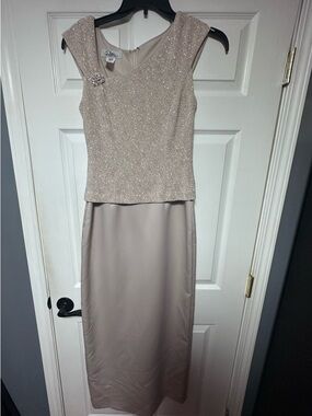 Patra Blush Beige Beaded Evening Gown
